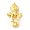 Rack Plating Brass Micro Pave Clear Cubic Zirconia Fold Over Clover Clasps KK-H447-04G-2