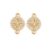 Brass Micro Pave Clear Cubic Zirconia Connector Charms KK-H524-02G-1