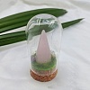 Natural Rose Quartz Cone Display Decoration with Glass Dome Cloche Cover PW-WGA23BB-02-1