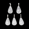 Teardrop Platinum Tone Brass Quartz Crystal Pendants G-F267-04I-2