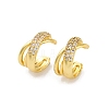 Rack Plating Brass Micro Pave Clear Cubic Zirconia Cuff Earrings EJEW-H147-02G-4