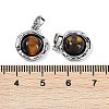 Brass Pave Natural Tiger Eye Flat Round Charms KK-U043-42G-B-3