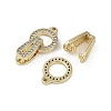 Brass Clear Cubic Zirconia Fold Over Clasps KK-Z078-09G-2