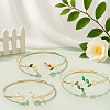 3Pcs 3 Colors Elegant Brass Cubic Zirconia Leaf Cuff Bangles for Women BJEW-GO0003-01G-3