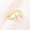 Brass Micro Pave Clear Cubic Zirconia Cuff Rings for Women RJEW-U047-15G-1