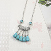 Yunnan Ethnic Style Miao Silver Pave Turquoise Pendant Necklaces Tibetan Nepalese Jewelry LV1527-7-1