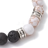 Round Natural Lava Rock & Dyed Fire Crackle Agate & Sea Shell & Synthetic Turquoise Beads Stretch Bracelets for Women BJEW-JB12743-4