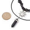 2Pcs 2 Style Natural Obsidian Bullet & Alloy Sun Pendant Necklaces Set NJEW-JN04514-02-4