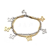 Two Tone 304 Stainless Steel Curb & Flat Snake Chains Double Layer Multi-strand Bracelet with Charms for Women BJEW-C025-03-2