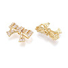 Brass Micro Pave Cubic Zirconia Beads KK-N276-11G-2
