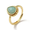 Adjustable Natural Mixed Gemstone Teardrop Finger Rings RJEW-M155-05G-5