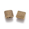 Tibetan Style Alloy Square Carved Stripes Beads X-TIBEB-5602-AB-FF-2