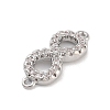 Brass Pave Clear Cubic Zirconia Infinity Connector Charms KK-M293-46P-2