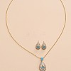 Brass Micro Pave Cubic Zirconia Pendant Necklaces & Stud Earrings Sets FS-WGE5CB1-02-2