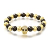 Brass Micro Pave Cubic Zirconia Beads Stretch Bracelets for Women Men BJEW-H201-01C-GB-4