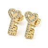 Brass Micro Pave Cubic Zirconia Ear Studs EJEW-P261-27E-G-2