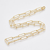 Brass Textured Paperclip Chain Necklace Making MAK-S072-02A-G-2