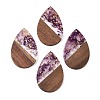 Transparent Resin & Walnut Wood Big Pendants RESI-T058-05E-1