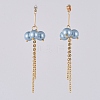 Eco-Friendly Glass Pearl Dangle Stud Earrings EJEW-JE03813-04-4