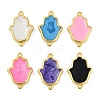 Rack Plating Brass Enamel Religion Hamsa Hand Connector Charms KK-A234-020-G-1