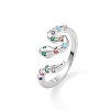 Colorful Cubic Zirconia Snake Open Cuff Ring RJEW-K240-08P-01-3