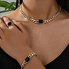 Alloy Enamel Rectangle Chain Necklaces & Link Bracelets & Rings Sets WGBB271-02-2