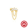 Moon 925 Sterling Silver Micro Pave Clear Cubic Zirconia Cartilage Earrings with Tassel Chains FS-WGA2317-05-2