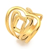 Ion Plating(IP) Hollow Heart 304 Stainless Steel Open Cuff Finger Rings for Women RJEW-P114-08G-1