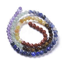 Chakra Theme Natural Red Rainbow Jasper & Yellow Aventurine & Tiger Eye & Green Aventurine & Blue Spot Stone & Lapis Lazuli & Amethyst Beads Strands G-F668-14-4mm