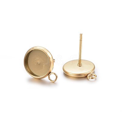 Ion Plating(IP) 304 Stainless Steel Stud Earring Settings STAS-H467-08G-14mm-1