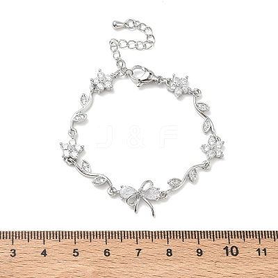 Brass Micro Pave Cubic Zirconia Link Chain Bracelets for Women BJEW-C156-04E-04P-1