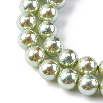 UV Plating Pearlized Glass Pearl Beads Strands GLAA-F128-01A-T14-1