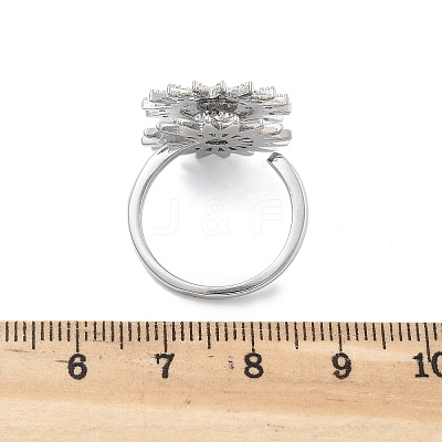 Daisy Rotatable Open Cuff Rings for Women RJEW-S402-05P-1
