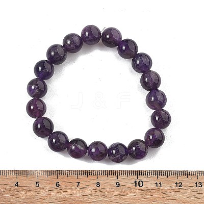 Natural Amethyst Bead Stretch Bracelets X-BJEW-K212-C-034-1