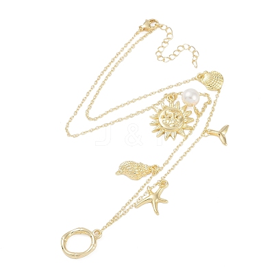 Bohemian Summer Beach Style 18K Gold Plated Shell Shape Initial Pendant Necklaces IL8059-15-1