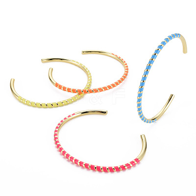 Twisted Brass Enamel Cuff Bangle BJEW-T020-02-NF-1