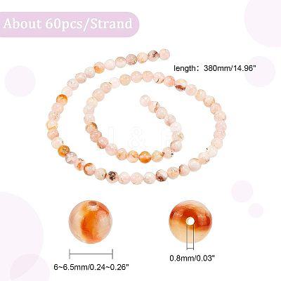 1 Strand Natural Cherry Blossom Agate Beads Strands G-OC0003-29B-1