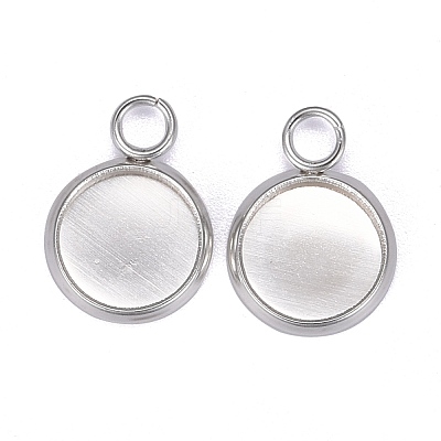 201 Stainless Steel Pendant Cabochon Settings STAS-F191-14S-A-1