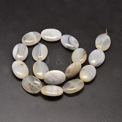 Oval Natural Dendritic Agate Bead Strands G-M257-25x18mm-25-1