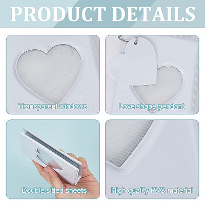 3 Inch PVC Mini Heart Hollow Photocard Holder Book AJEW-WH0038-65P-01-1