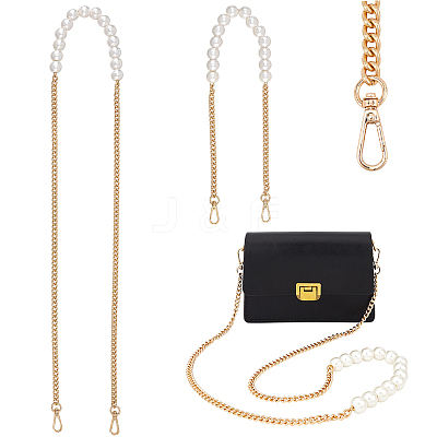 2Pcs 2 Style Plastic Imitation Pearl Beaded Bag Straps DIY-WR0002-72G-1