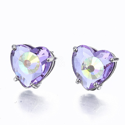 Brass Stud Earrings GLAA-S193-038F-P-1