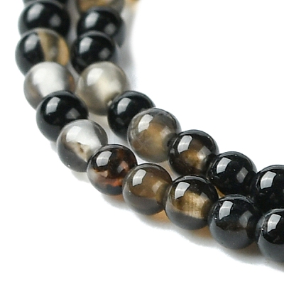 Natural Black Agate Bead Strands G-A130-2mm-K01-1