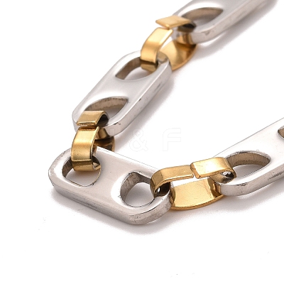 PVD Vacuum Plating 201 Stainless Steel Oval Link Chain Bracelets STAS-E160-04GP-1