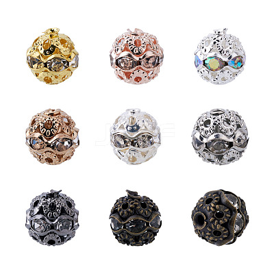 160Pcs 8 Colors Alloy Rhinestone Beads FIND-CW0001-11-1