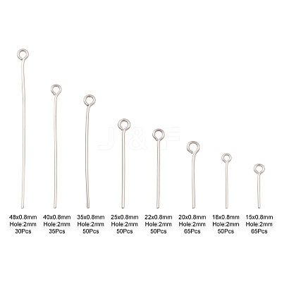395Pcs 8 Style 304 Stainless Steel Eye Pins STAS-FS0001-21-1