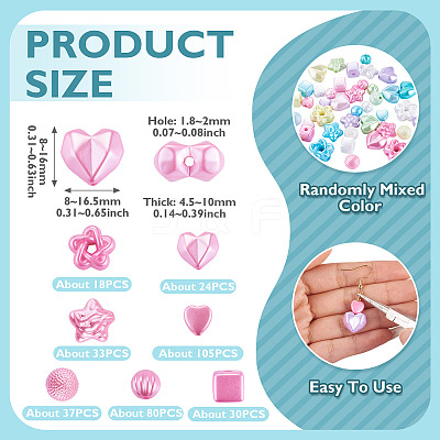 140G 7 Styles Opaque ABS Plastic Beads MACR-TA0002-82-1