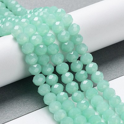 Baking Paint Imitation Jade Glass Bead Strands X-DGLA-A034-J8MM-A22-1