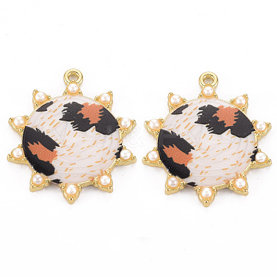 Rack Plating Printed Alloy Pendants LS-ENAM-Q445-010C-NR-1