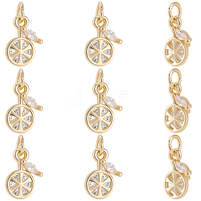 12Pcs Fruits Brass Micro Pave Cubic Zirconia Charms KK-BBC0024-42-1